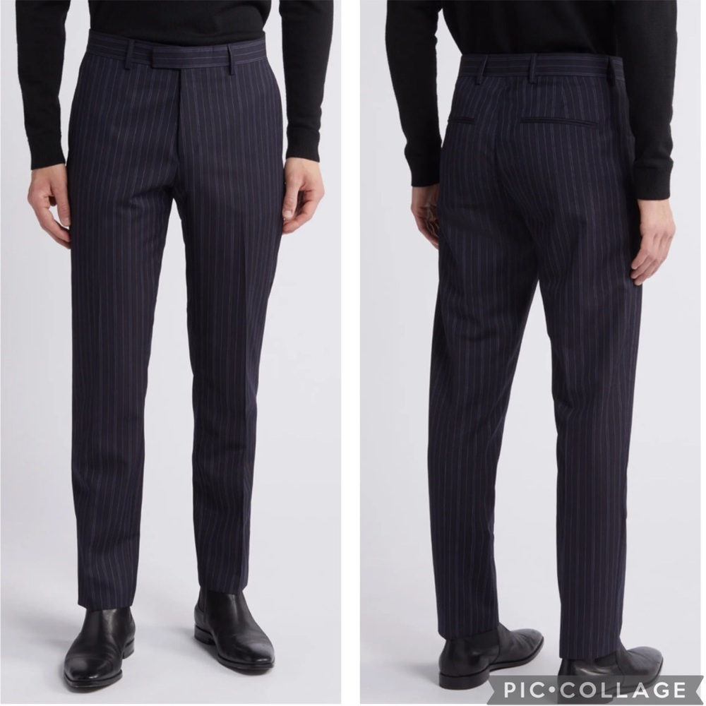 Tiger Of Sweden Tense Pinstripe Wool Pants Navy Blue‎ US 44